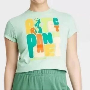 NWT Happy Earth Protect Our Plant Cropped Short Sleeve T-shirt Size S